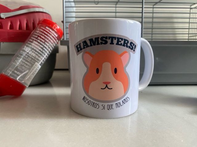 Jaula hamster + transportín + taza