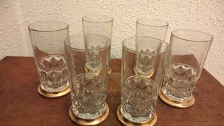 6 Vasos Whisky Vintage Dorados