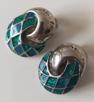 Pendientes clip Balenciaga vintage metal y esmalte