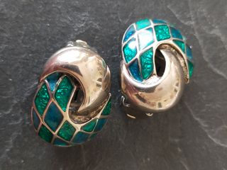 Pendientes clip Balenciaga vintage metal y esmalte