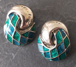 Pendientes clip Balenciaga vintage metal y esmalte