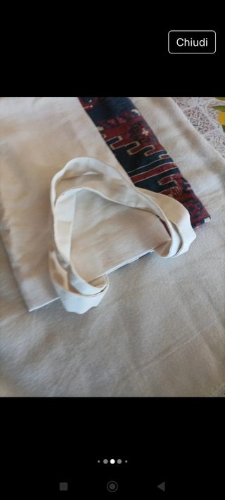 Borsa mare cotone beige/multicolor tracolla