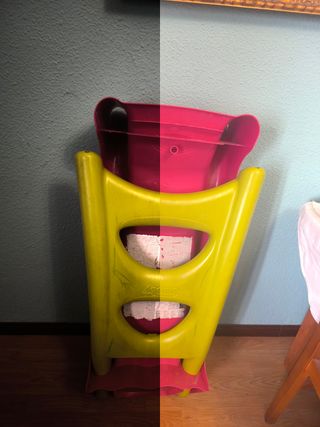 Tobogán infantil rosa y verde