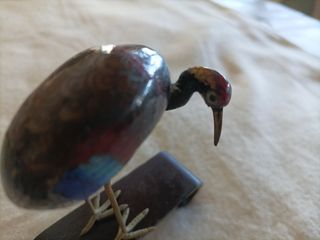 Statua uccello cloisonné rame (gru)