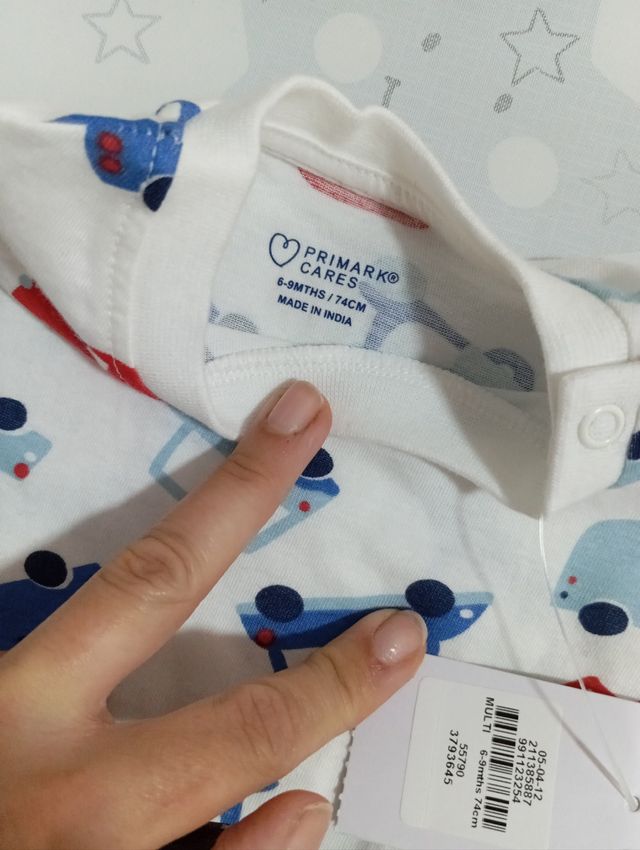 Camiseta bebé Primark 6-9 meses - Coches