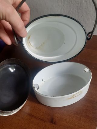 Latte smalto blu vintage