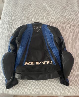 Chaqueta moto piel Revit! Negra/Azul