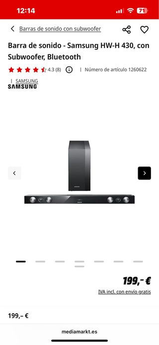Barra sonido Samsung HW-H430