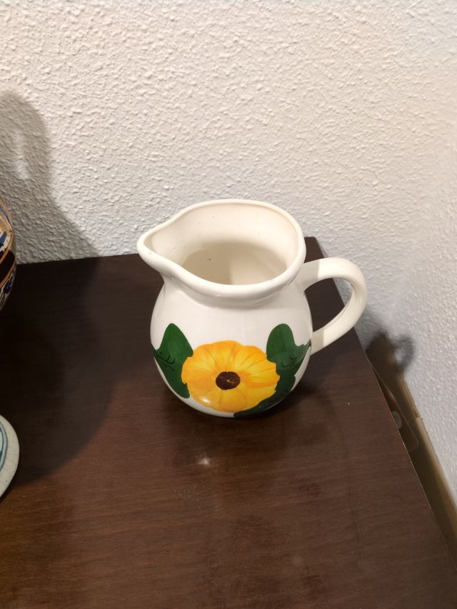 Jarra cerámica flores - amarilla