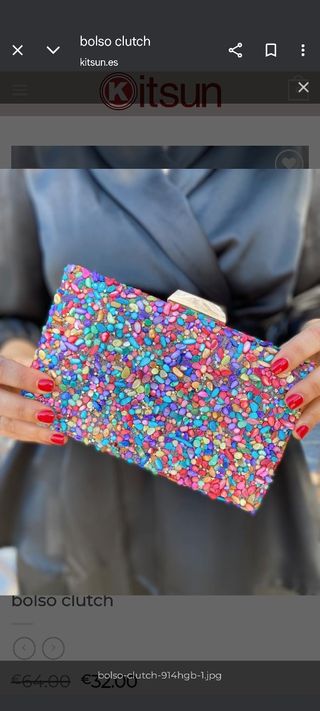 Bolso clutch multicolor pedreria