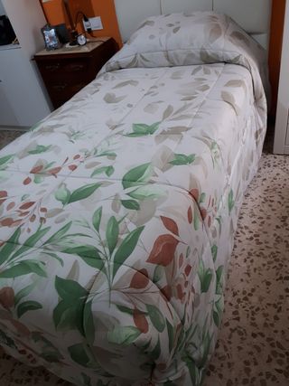 Edredon cama 90cm - beige y verde
