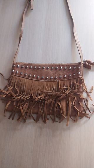 Bolso marrón flecos - bandolera