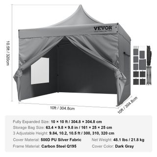 Gazebo Tenda Pop-up Pieghevole con Pareti Laterali