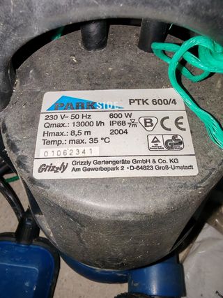 Bomba agua Grizzly PTK 600/4 - 600W