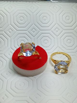 Anello fidanzamento azzurro e oro