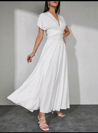 Vestido blanco cruzado - Fiesta o boda