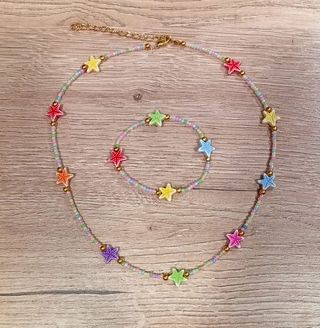 Collar y pulsera estrellas ⭐ multicolor