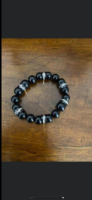 Braccialetto nero con argento