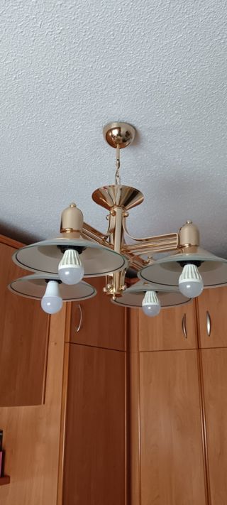Lámpara techo 4 luces dorada
