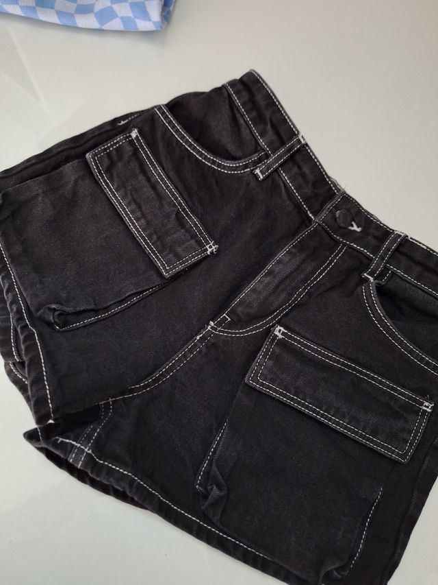 Conjunto top corto rayas azul-verde + shorts