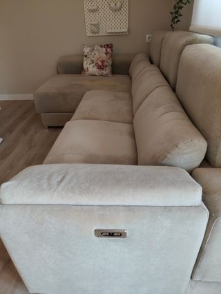 Sofá chaise longue gris - Tela anti-arañazos