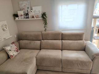 Sofá chaise longue gris - Tela anti-arañazos