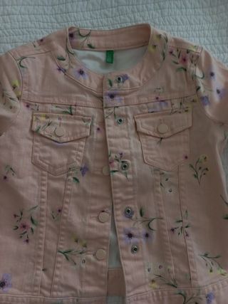 Giubbino Jeans bimba fiori rosa 6-7 anni