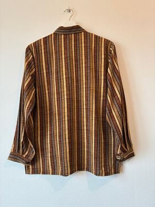 Camisa rayada marrón y beige