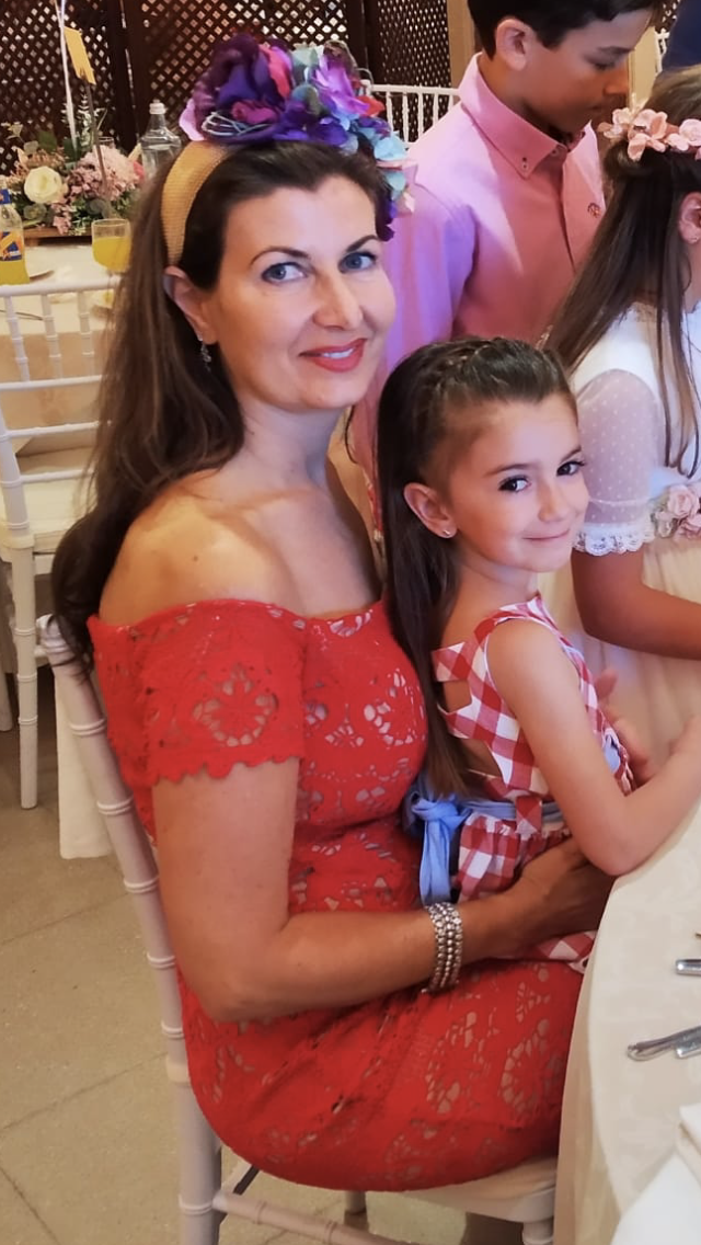 Vestido rojo encaje fiesta con forro