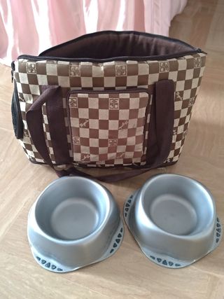 Trasportino cani beige e marrone