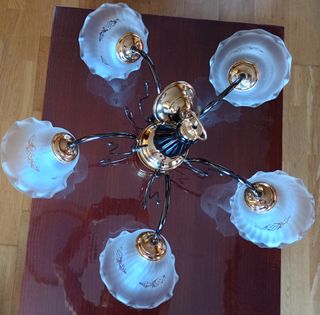 Lámpara salón 5 luces dorada