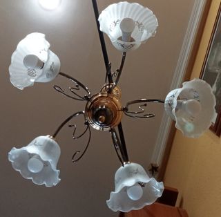 Lámpara salón 5 luces dorada