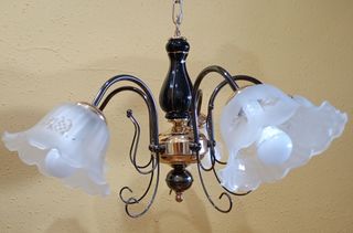 Lámpara salón 5 luces dorada