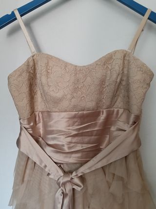 Vestido beige, fiesta boda o graduación