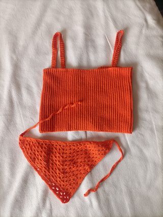 Top y bandana crochet naranja