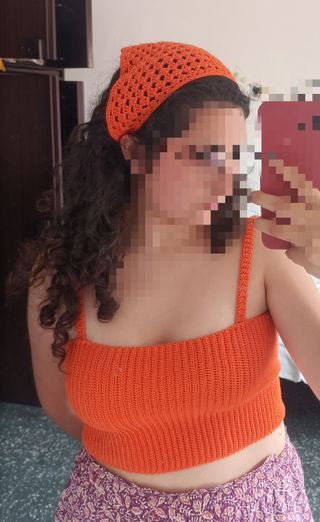 Top y bandana crochet naranja
