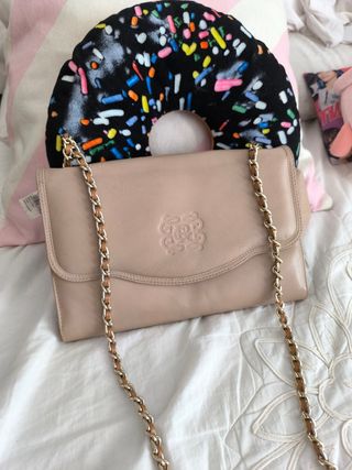 Bolso piel beige vintage