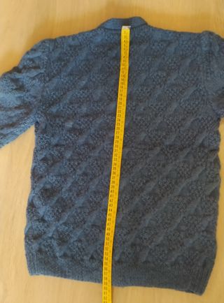 Chaqueta vintage lana azul hecha a mano