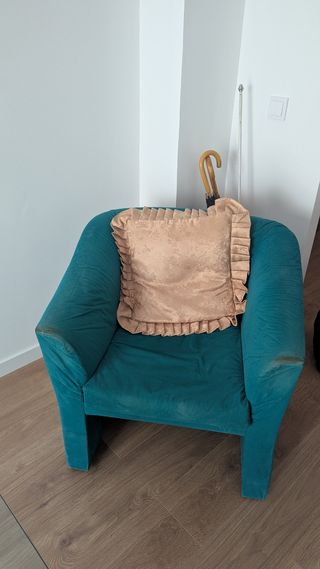 Butacón vintage azul turquesa