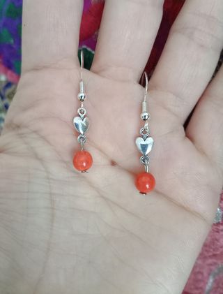 Pendientes corazón rojos plata