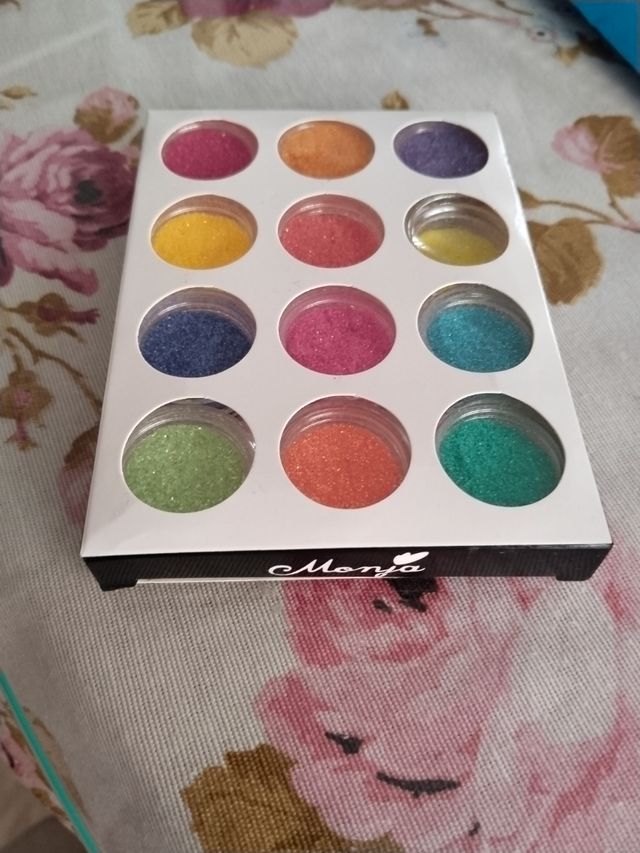Purpurina para uñas postizas 12 colores