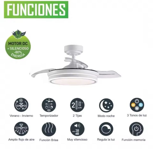 Ventilador techo LED 6 velocidades