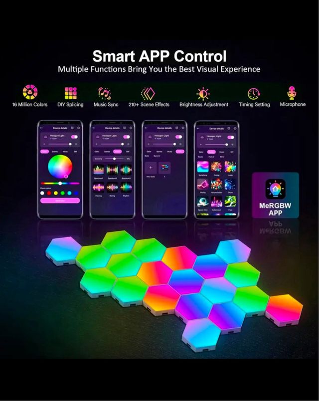 3 Luci LED esagonali intelligenti