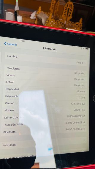 iPad 4 16GB + funda roja