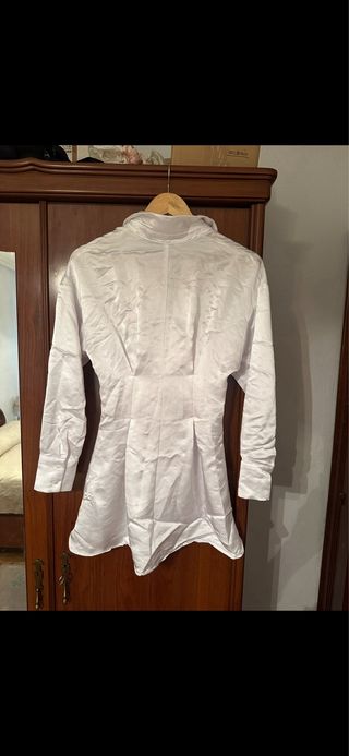 Vestido Zara blanco satinado XS