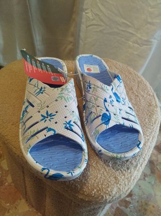 Chanclas mujer talla 41 - Azul y blanco
