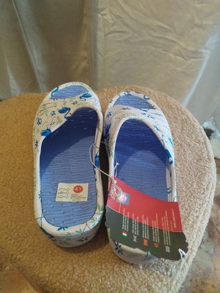 Chanclas mujer talla 41 - Azul y blanco