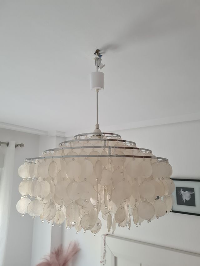 Lámpara colgante moderna, conchas de resina nacar