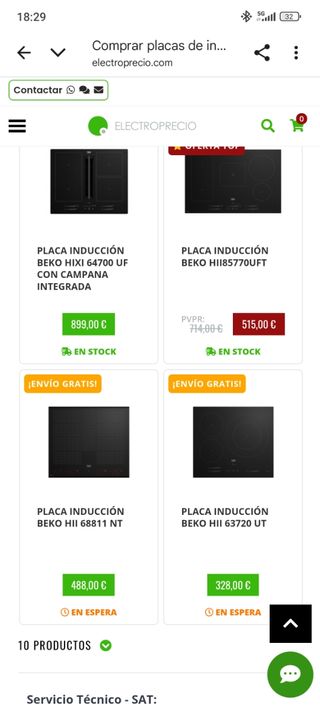 Placa inducción Beko 8 zonas con tara