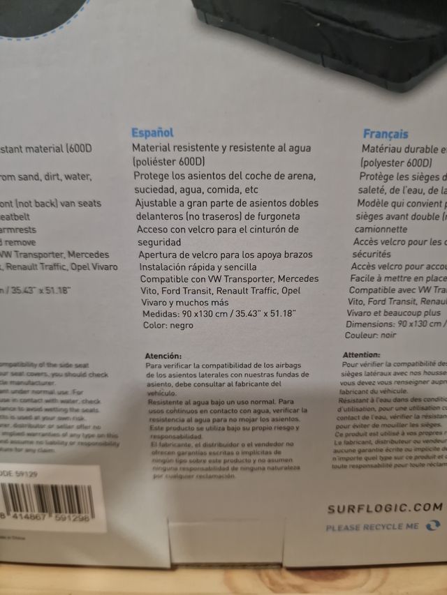 Funda asientos coche doble Surflogic